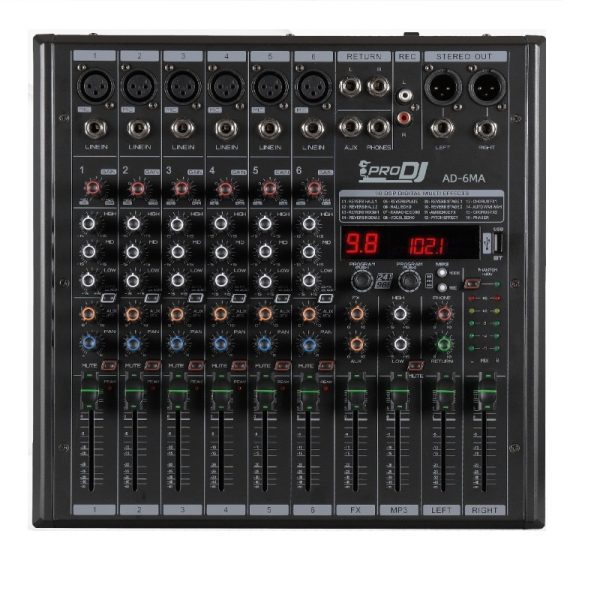 Pro Dj AD-6MA Consola Activa 6 Canales efectos USB Bluetooth