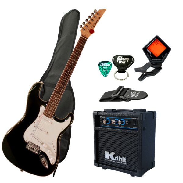 Combo Guitarra Chateau AG electrica Strat Negro
