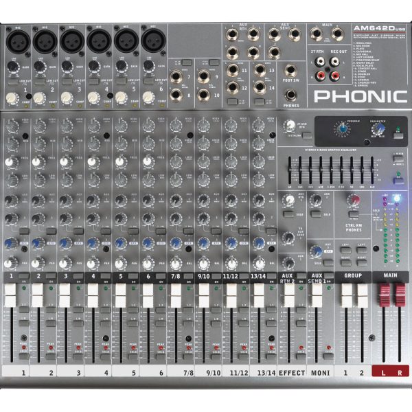 Consola Phonic AM642D USB Mezclador audio