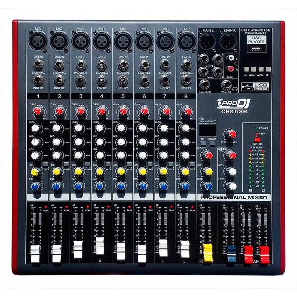 Pro dj CH8 USB Consola Mezclador audio 8Ch