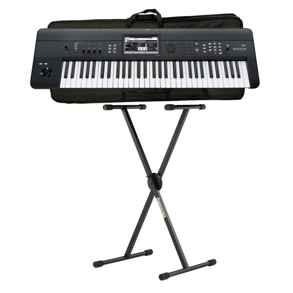 Combo Sintetizador Korg Krome 61 Base Hercules estuche