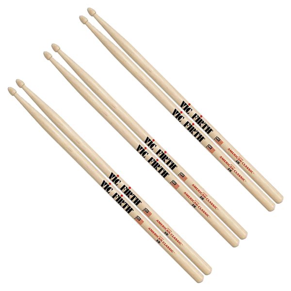 Vic Firth 5B Combo baquetas Punta madera x 3 unidades
