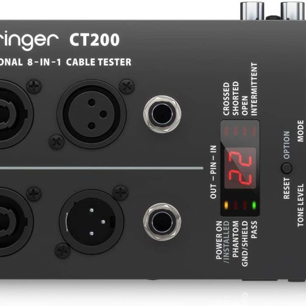 Probador Behringer CT200 XLR Speakon TRS RCA RJ45 MIDI USB