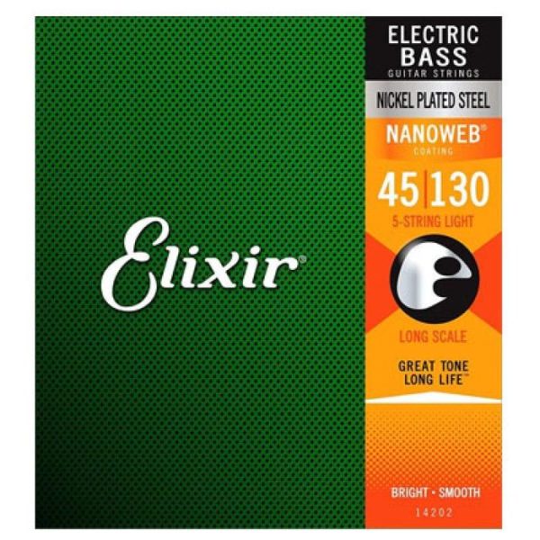 Elixir 14202 Encordado bajo electrico 45-130 5 Cuerdas