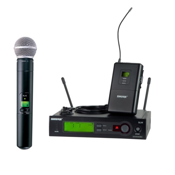 Micrófono Shure SLX124/85/SM58-J3 Solapa y mano Inalámbricos