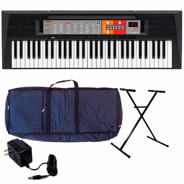 Combo Yamaha PSRF51 Teclado estuche base adaptador atril
