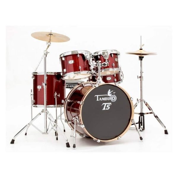 Tamburo TB T5M22RSSK Bateria 5 pz + platillos bases Rojo