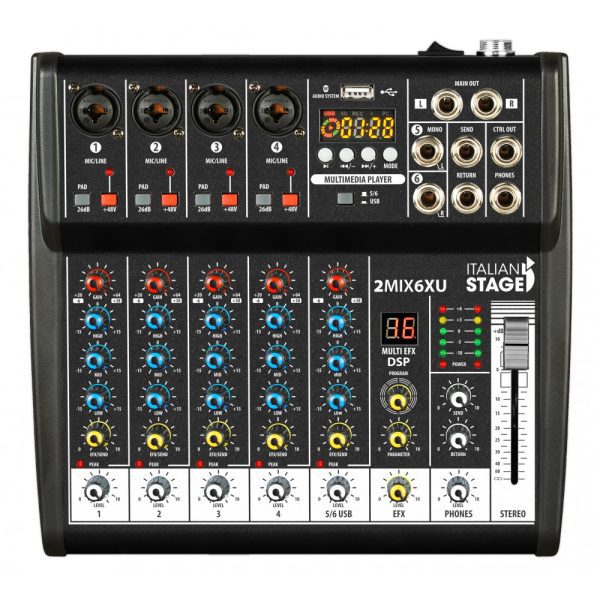 Mezclador Proel 2MIX6XU Audio efectos USB Bluetooth