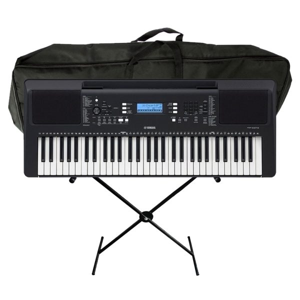 Combo Yamaha PSR-E373 Teclado base estuche adaptador 61Teclas