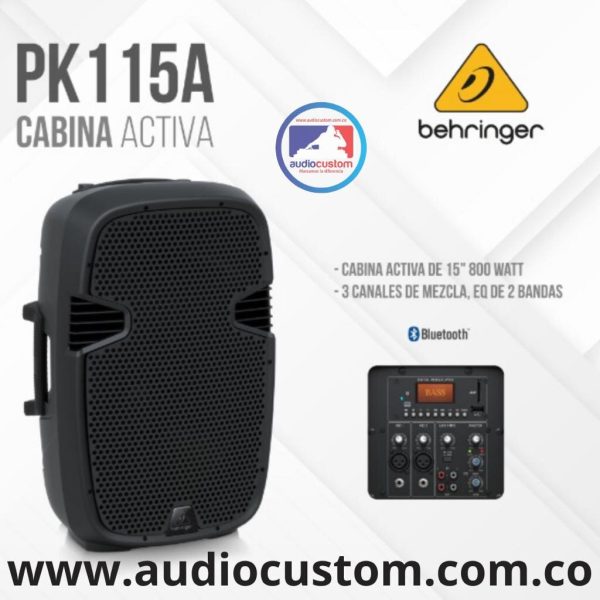 Cabina Behringer PK115A Activa 3 canales 600W Bluetooth 15 Pg