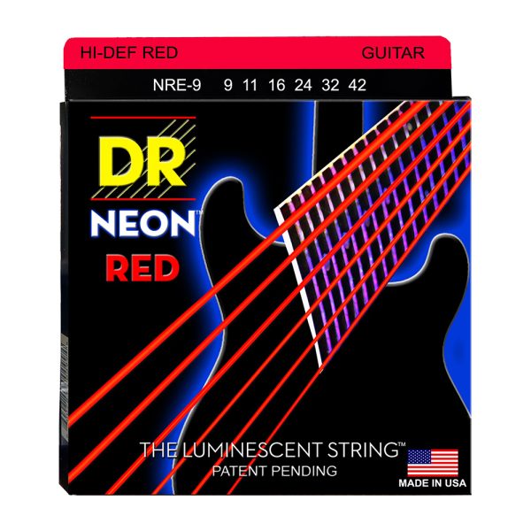 Encordado Dr NRE9 Guitarra electrica Neon Rosado