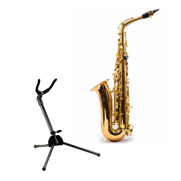 Combo Lyon France HV Saxofon alto dorado Base Hercules