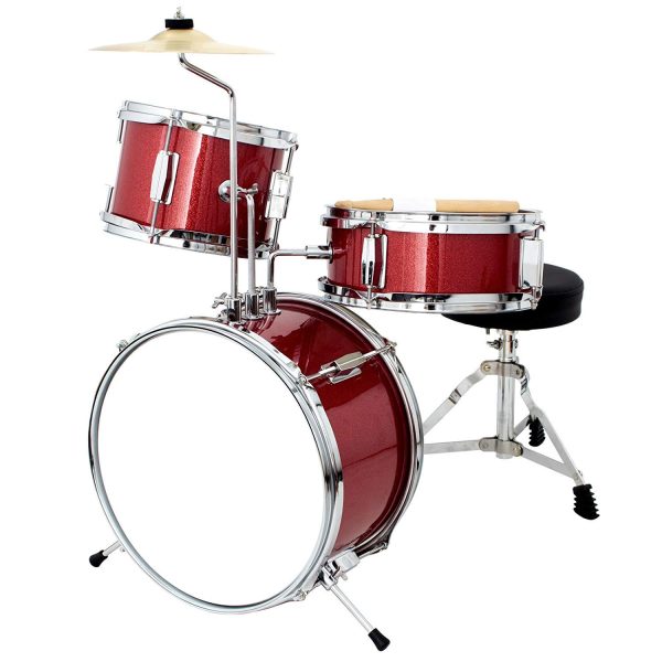 Dawn DR19RD Bateria junior + Platillos base silla Rojo 3Pz