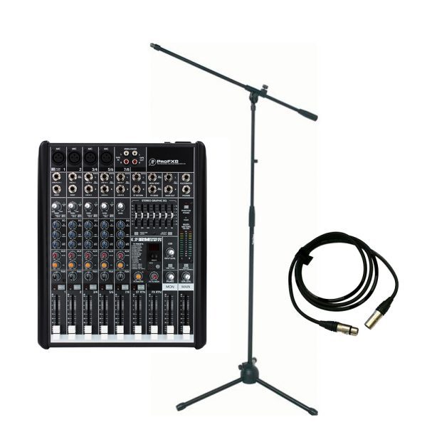 Combo consola Mackie ProFX8v2 audio +4 bases 4 cables Proel