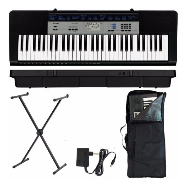 Combo Casio CTK-1550 Teclado estuche base adaptador