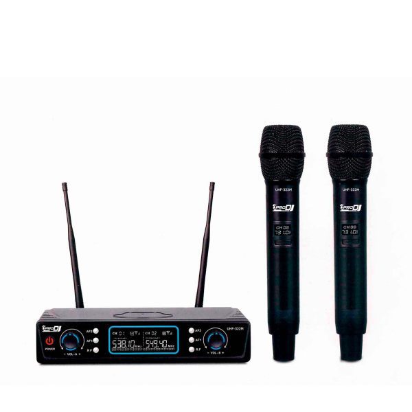 Micrófonos Pro dj UHF-322M De mano doble inalámbricos