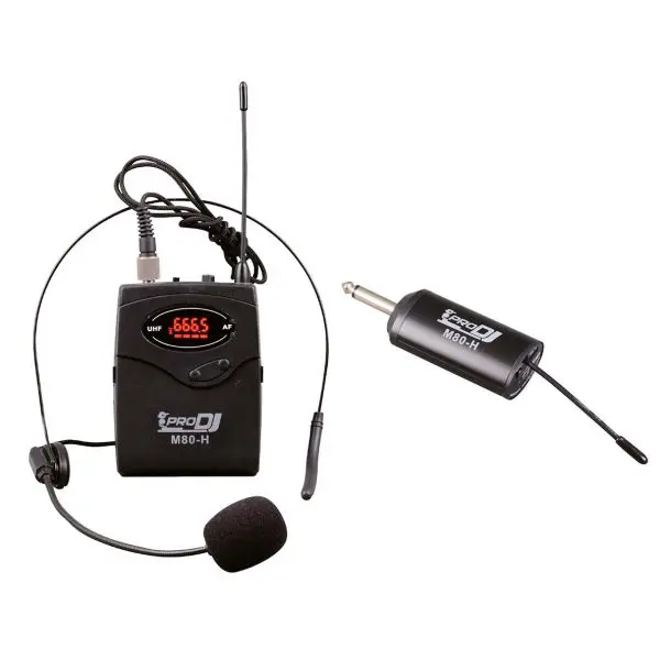 Pro dj M80-HL Micrófonos Diadema solapa inalámbrico