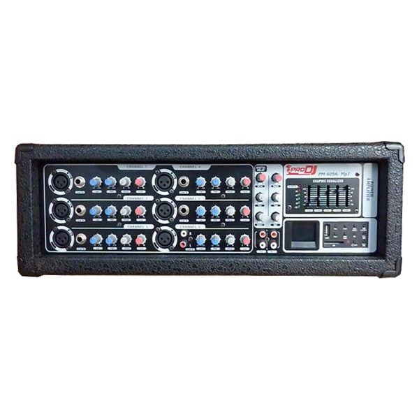 Consola Pro Dj PM609AMP3FM mezclador audio Activa