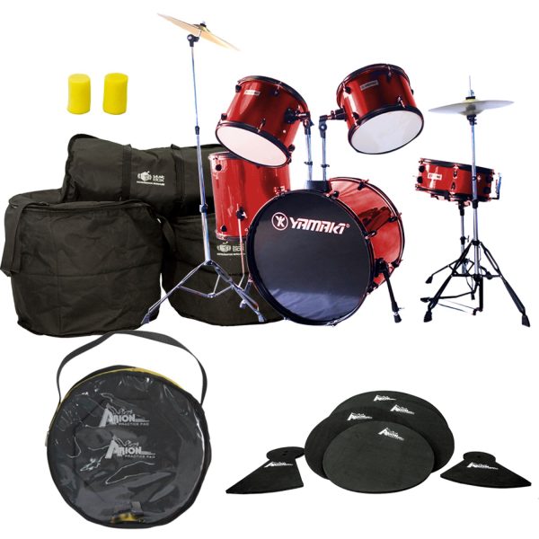 Combo Yamaki CW Bateria Sordinas Accesorios Rojo