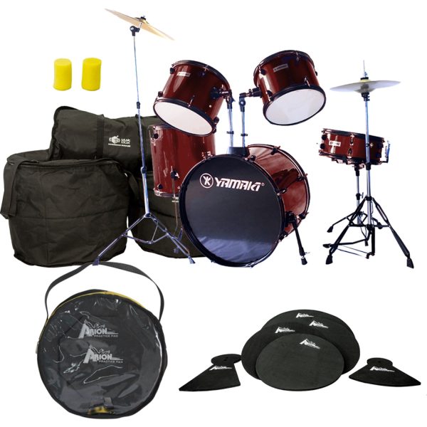 Combo Yamaki DA Bateria Sordinas Accesorios Vinotinto