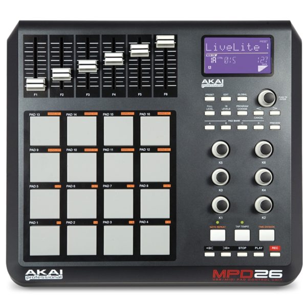 Controlador Akai MPD26 Midi 16Pg