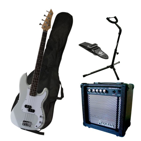 Combo I60 LPB4 Bajoo Electrico amplificador estuche Blanco