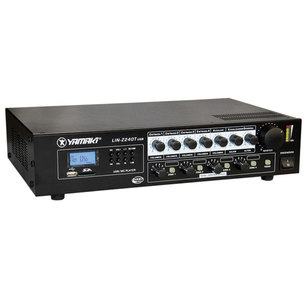 Amplificador Yamaki LIN-Z240TR USB Mezclador 4 Zonas 240w