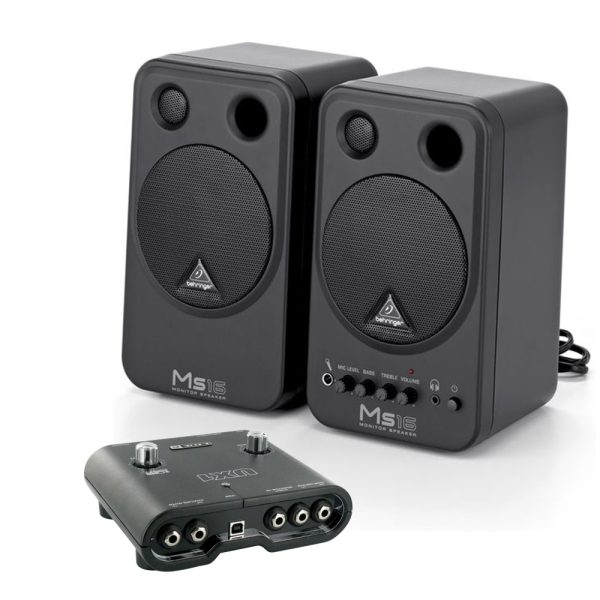 Combo Line 6 ID Interfaz Audio Monitores Behringer MS16