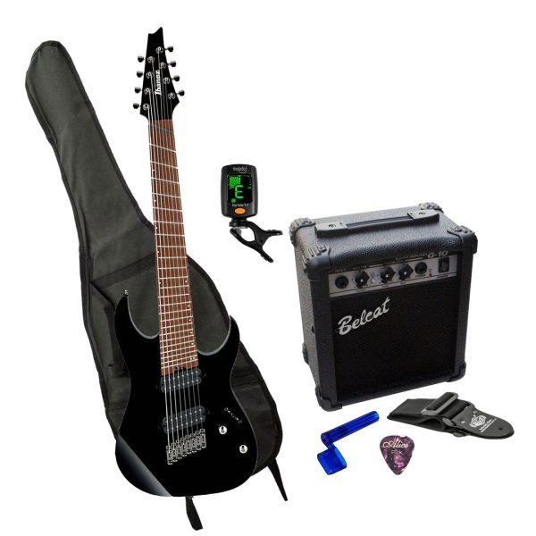 Guitarra Ibanez RGMS8-BK Amplificador + Afinador + Estuche
