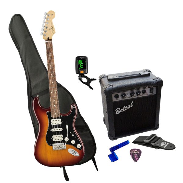 Guitarra Fender PLAYER HSS Amplificador + Afinador + Estuche