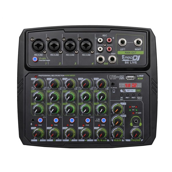 Pro dj B6L Mezclador Interfaz grabación USB 4Canales