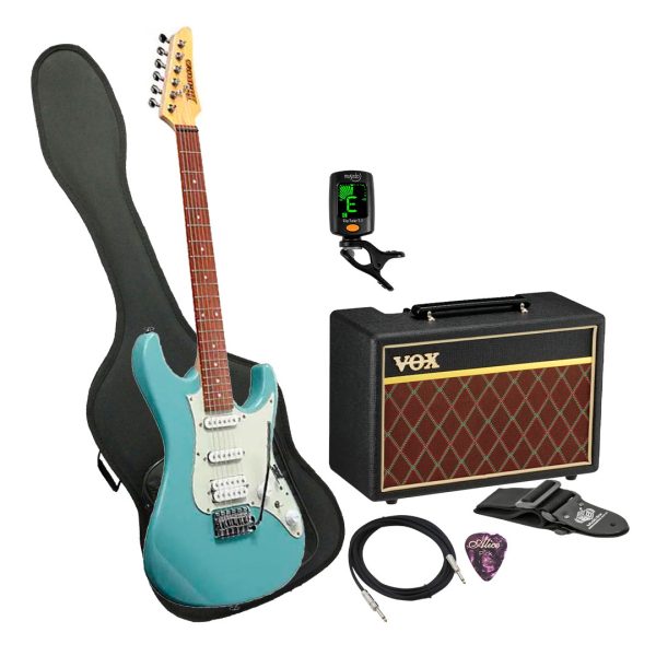 Guitarra Ibanez AZES40-PRB Ampli Vox Estuche semiduro accesorios