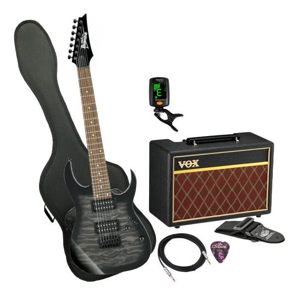 Guitarra Ibanez GRG7221QA-TKS Ampli Vox Estuche semiduro accesor