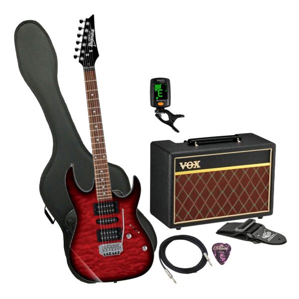 Guitarra Ibanez GRX70QATRB Ampli Vox Estuche semiduro accesori
