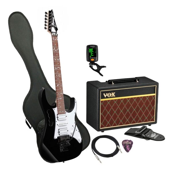 Guitarra Ibanez JEMJR-BK Ampli Vox Estuche semiduro accesorios