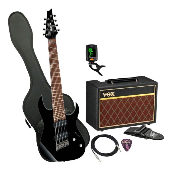 Guitarra Ibanez RGMS8-BK Ampli Vox Estuche semiduro accesor