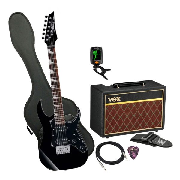 Guitarra Ibanez GRGM21-BKN Ampli Vox Estuche semiduro accesor