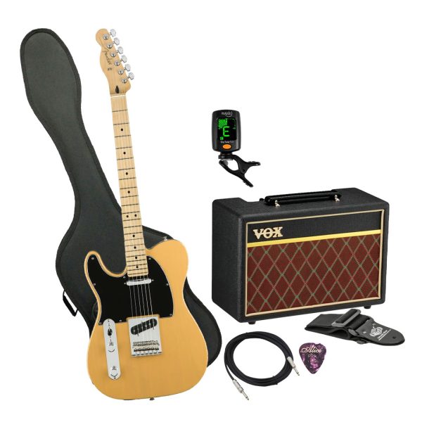 Guitarra Fender PL TELE BTB Ampli Vox Estuche semiduro accesor