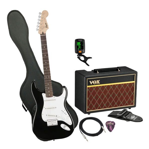 Guitarra Fender SQ BULLET Ampli Vox Estuche semiduro accesor