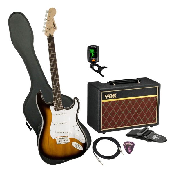 Guitarra Fender SQ BULLET STRAT Ampli Vox Estuche semiduro acc