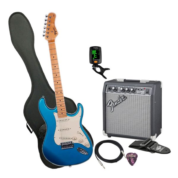 Guitarra Tagima TG-530 LPBL/MG Ampli Fender Estuche semiduro