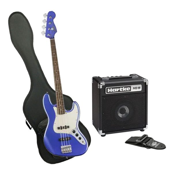 Bajo Fender Sq Cont Jbass Ampli Hartke Estuche rígido correa