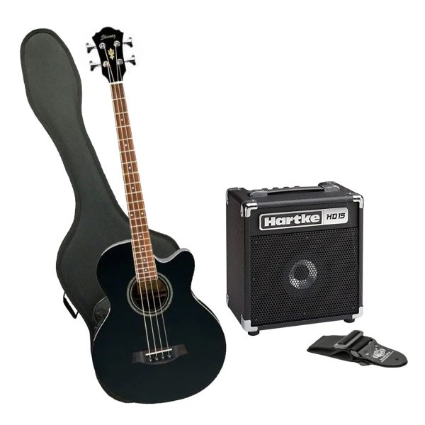 Bajo Ibanez AEB8EB Ampli Hartke Estuche rígido correa