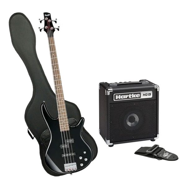 Bajo Ibanez GSR200-PW Ampli Hartke Estuche rígido correa