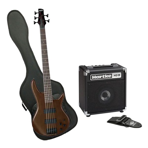 Bajo Ibanez GSR205B-WNF Ampli Hartke Estuche rígido correa