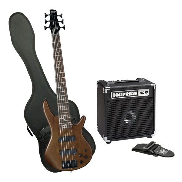 Bajo Ibanez GSR206B-WNF Ampli Hartke Estuche rígido correa