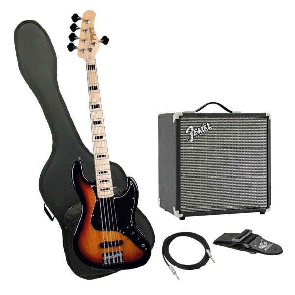 Bajo Tagima TJB-5 SB L/BK Ampli Fender Estuche rigido y más