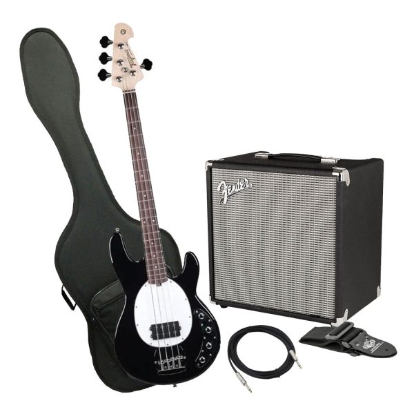 Bajo Tagima TBM-4 BK D/WH Ampli Fender Estuche rigido y más