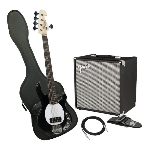 Bajo Tagima TBM-5 BK D/WH Ampli Fender Estuche rigido y más