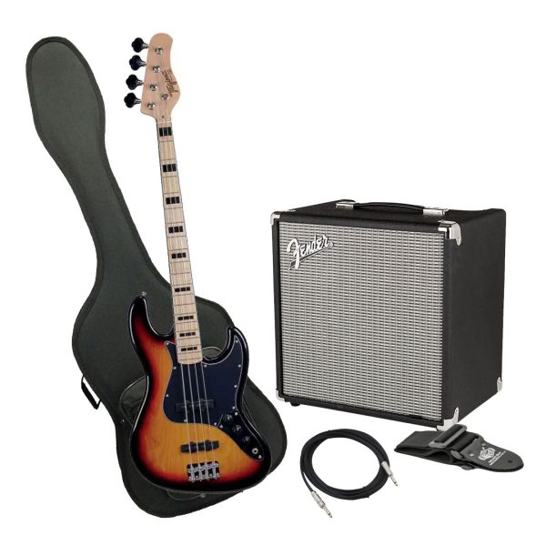 Bajo Tagima TJB-4 SB L/BK Ampli Fender Estuche rigido y más